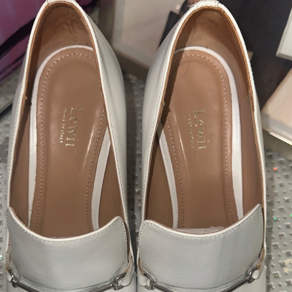 Lewit White Leather Loafers - Picture 7 of 10
